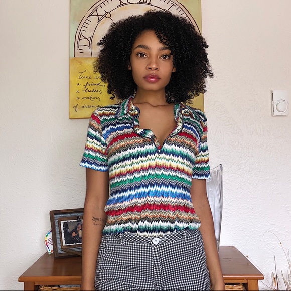 💋SOLD💋Multicolored Half Zip Top - Picture 1 of 5